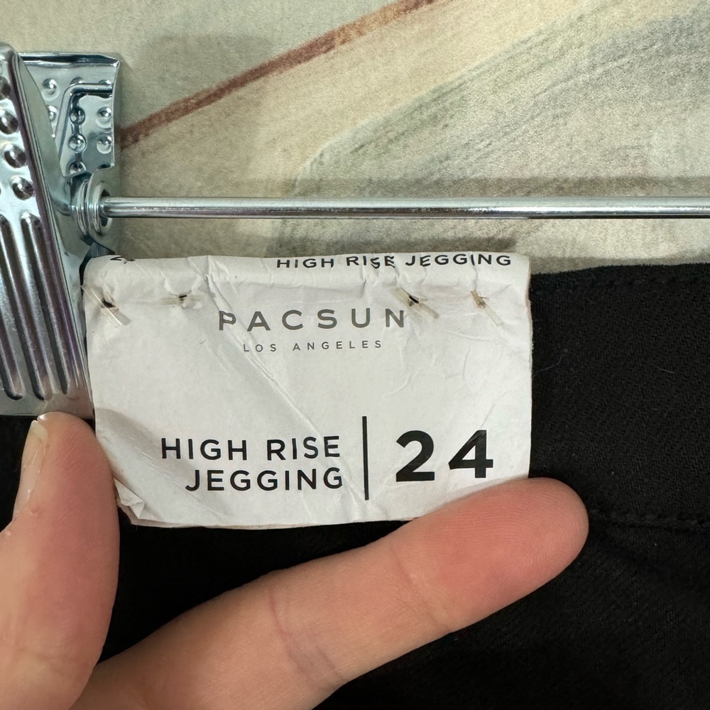 PACSUN Black Ripped High Waisted Jeggings Size 24 - Picture 7 of 10